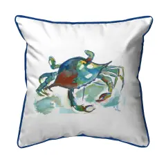 Betsy Drake Betsy's Crab Extra Large 22 X 22 Indoor / Outdoor White Pillow