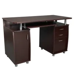 Techni Office Solutions 48" Brown Chocolate Unique Techni Mobili Complete Workstation Computer Desk with Storage