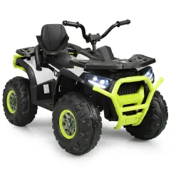 12 V Kids Electric Four Wheeler with 2 Powerful Drive Motors and Wear-Resistant Wheels Lights-White