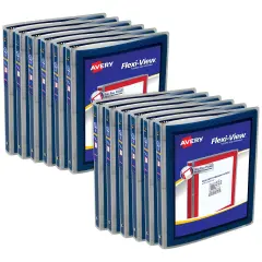 Avery Flexi-View 3 Ring Binder, 1/2" Round Rings, 1 Navy Blue Binder (15766) - 12 Pack