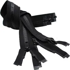 Zipperstop Wholesale YKK 8" Vislon Zipper ~ YKK #5 Molded Plastic ~ Separating - Black (3 Zippers/Pack)