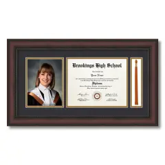 ArtToFrames 8x10 inch Diploma Frame with 6x8 Inch Image Opening and Tassel Opening - Framed with Black and Gold Mats, Comes with Regular Acrylic and Sawtooth Hanger for Wall Hanging (DIT-8x10)