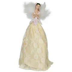 Northlight 10" Champagne and White Angel Christmas Tree Topper, Unlit Ivory