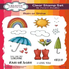 Creative Expressions Jane's Doodles Clear Stamp 4"X6"-Rain Or Shine