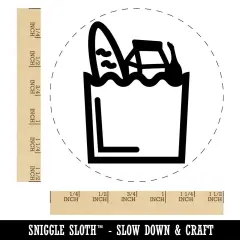 Groceries Grocery Store Icon Self-Inking Rubber Stamp for Stamping Crafting Planners Red