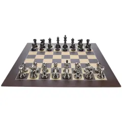 Bobby Fischer Metal Ultimate Chess Set, Wood Board 21.75 in., 3.6 in. King