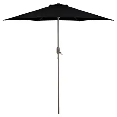 Northlight 7.5ft Outdoor Patio Market Umbrella with Hand Crank, Black