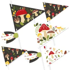 Big Dot of Happiness Wild Mushrooms - Triangle Red Toadstool Decor and Party Photo Props - Pennant Flag Centerpieces - Set of 20