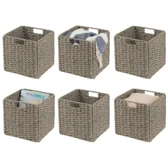 mDesign Woven Seagrass Home Storage Basket for Cube Furniture