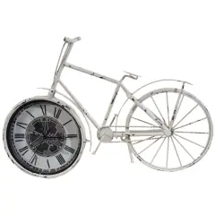 A & B Home 19.25" Ivory and Black Rustic Bicycle Sculpture Roman Numeral Desk Clock