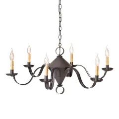 Irvins Country Tinware 6-Arm Public House Chandelier in Kettle Black