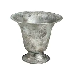 Allstate 6.75" Silver and Verdigris Metal Urn Planter