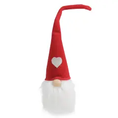 Northlight Gnome Head with Heart Hat Christmas Decoration - 21.5" - Red and White