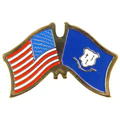 American & Connecticut Flags Pin 1"