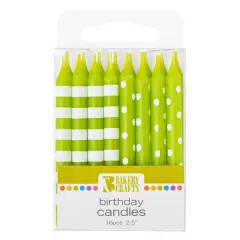 Stripes & Dots Smooth Specialty Candles, 16pc Lime Green