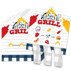 Big Dot of Happiness Fire Up the Grill - Summer BBQ Picnic Party Game Pickle Cards - Pull Tabs 3-in-a-Row - Set of 12