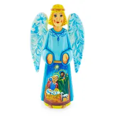 Nativity Scene Ukrainian Hand Carved Wooden Figurine 10 Inches