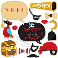 Big Dot of Happiness Pirate Ship Adventures - Skull Birthday Party Photo Booth Props Kit - 20 Count