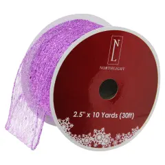 Northlight Pack of 12 Purple Glittering Christmas Wired Craft Ribbons 2.5" x 120 Yards