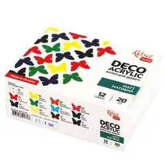 Mat Acrylic paint for decor set, 12*20ml ROSA TALENT