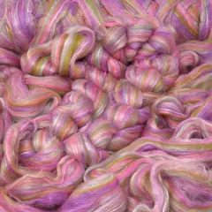 Designer Blend Merino, Tencel, Sari Silk, and Nylon Roving for Spinning and Felting. Fancy, Colorful, Exotic - Limited Edition. Tea Party