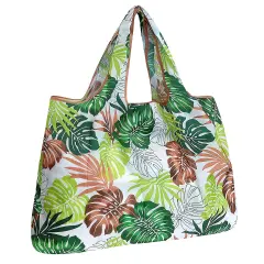 Wrapables Large Foldable Tote Nylon Reusable Grocery Bag Ferns