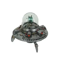 Luminescence Visitor UFO Flying Saucer Hand Painted Pewter Finish Statue