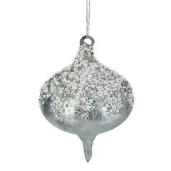 Northlight 5.25" Silver Beads and Sequins Glass Onion Christmas Ornament