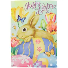 Northlight Bunny and Butterflies "Happy Easter" Outdoor Garden Flag - 18" x 12.5" Green