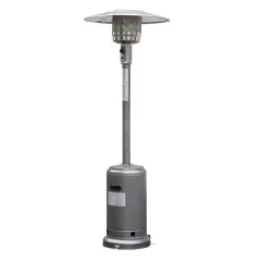50000 BTU Stainless Steel Propane Outdoor Heater with Trip Over Protection and 2 Handles Silver Grey