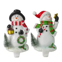 Northlight Glittered Snowman Christmas Stocking Holders - 5.75" - Set of 2 White