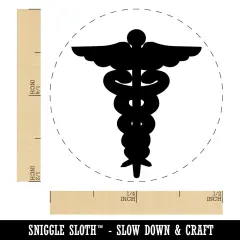 Staff of Hermes Silhouette Caduceus Medical Symbol Self-Inking Rubber Stamp for Stamping Crafting Planners Yellow