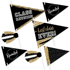 Big Dot of Happiness Reunited - Triangle School Class Reunion Party Photo Props - Pennant Flag Centerpieces - Set of 20