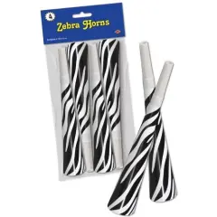 Pkgd Zebra Print Horns (Pack of 48)