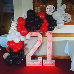 50 Pack 12 Inch Red and Black Latex Balloons - Black, White, and Red Confetti Balloons with Ribbons for Birthday, Graduation, Wedding, Bridal Shower, and Party Decorations