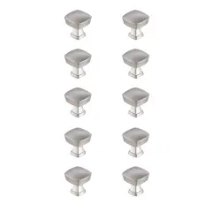 Irvin 1.3" Brushed Nickel Square Knob Multipack (Set of 10)