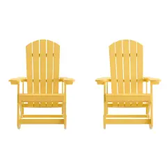 Merrick Lane Set of 2 Atlantic All-Weather Polyresin Adirondack Rocking Chair with Vertical Slats Yellow