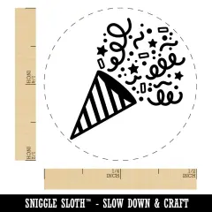Party Popper with Confetti Self-Inking Rubber Stamp for Stamping Crafting Planners Pink