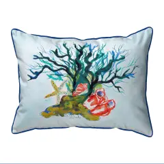 Betsy Drake Starfish Coral Shells Extra Large Corded Indoor/Outdoor Pillow 20x24 Multicolor