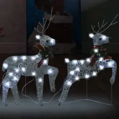 2 pcs Christmas Reindeers with 40 LEDs Silver