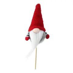 Northlight Santa Gnome with Hat Christmas Pick - 11.5" - Gray and Red