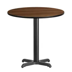 Emma and Oliver 30" Round Laminate Table Top with 22"x22" Table Height Base Walnut