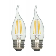 2Pk - Satco 5.5w 120v CA10 LED Filament 2700k Warm White E26 Base Dimmable Bulb