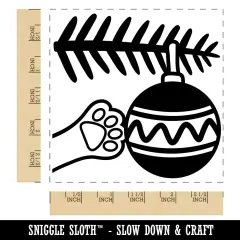Cat Paw Hitting Ornament Christmas Square Rubber Stamp for Stamping Crafting