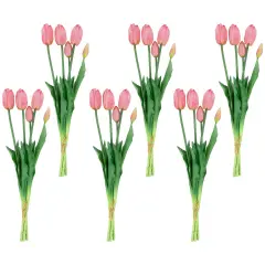 Northlight Real Touch&trade; Pink Artificial Tulip Floral Bundles, Set of 6 - 18"