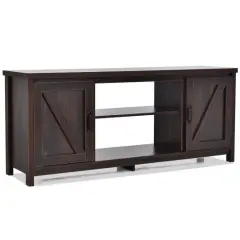59 Inches TV Media Console Table with 2 Storage Cabinet and Adjustable Removable Shelf Brown
