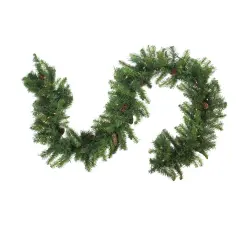 Northlight Pre-Lit Dakota Red Pine Artificial Christmas Garland - 9' x 16" - Warm White LED Lights Green