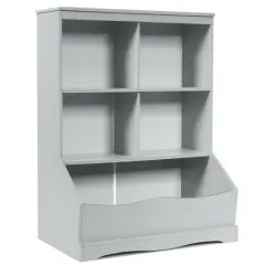 3-Tier Children's Multi-Functional Bookcase Toy Storage Bin Floor Cabinet Grey