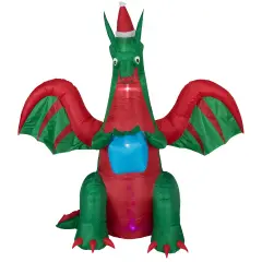 Northlight 6' Inflatable LED Lighted Dragon with Gift Outdoor Christmas Decoration Green