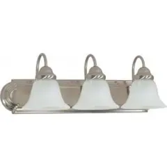 Nuvo 3-Light 24" Vanity Fixture w/ Alabaster Glass Bell Shades in Brushed Nickel